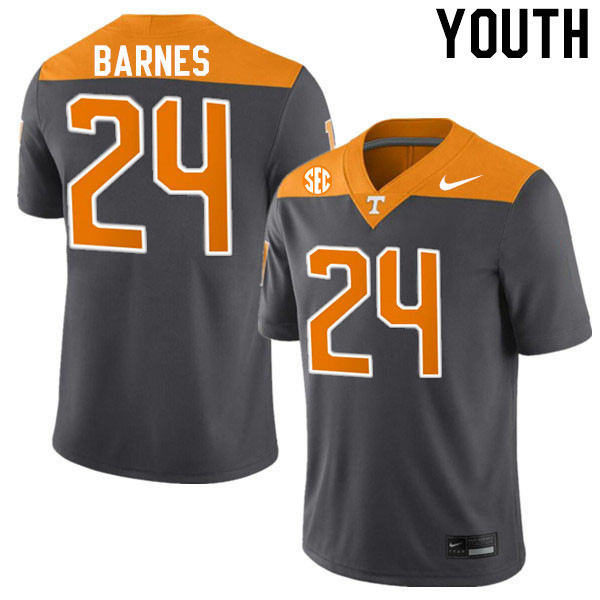 Youth #24 Hunter Barnes Tennessee Volunteers College Football Jerseys Stitched-Anthracite